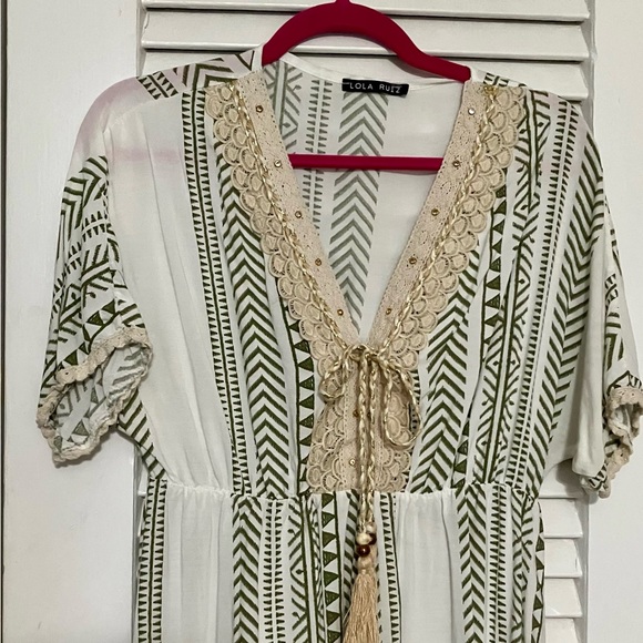 NWOT Boho Green Lola Ruiz  Maxi Dress Fits Medium Purchased in Spain - Picture 3 of 4